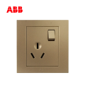 ABB开关插座永致系列朝霞金一位三极带开关插座16A
