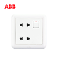 ABB开关插座德静系列白色二位二极扁圆两用带开关插座10A