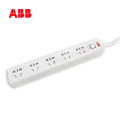 ABB排插接线板五位五孔带总控带灯10A-白色