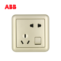 ABB开关插座德静系列珍珠金二位二三极带开关插座10A