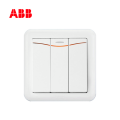 ABB开关插座德静系列白色三位双控带装饰线带灯开关 10AX
