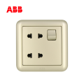 ABB开关插座德静系列珍珠金二位二极扁圆两用带开关插座10A