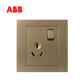 ABB开关插座永致系列朝霞金一位三极带开关插座10A