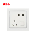 ABB开关插座德宁系列白色二位二三极带开关插座10A