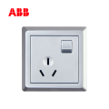 ABB开关插座徳逸系列银色一位三极带开关插座10A
