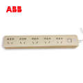 ABB排插接线板五位五孔带总控带灯10A-朝霞金